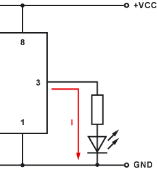 Timer 555 mit LED gegen GND