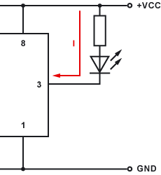 Timer 555 mit LED gegen +VCC