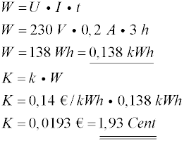 Lösung einer Beispiel-Rechnung für den Strompreis bzw. der Kilowattstunde (kWh)