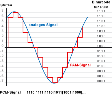 Vorgang bei der Umwandlung vom analogen Signal zur Quantisierung