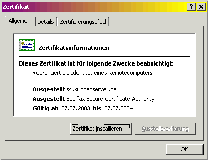 SSL-Zertifikat in der Browser-Ansicht