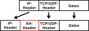 Wie funktioniert Authentication Header im Transportmodus?