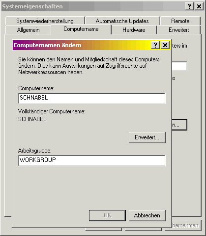 NetBIOS-Konfiguration ber Arbeitsplatz/Eigenschaften