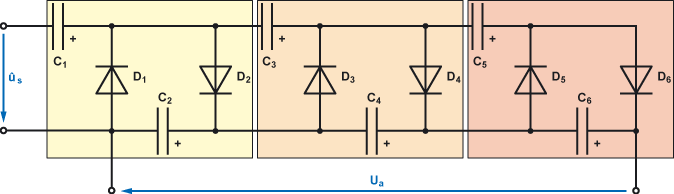 Dreistufige Spannungsvervielfacherschaltung