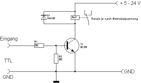 Treiberschaltung: Steuern eines Relais mit TTL
